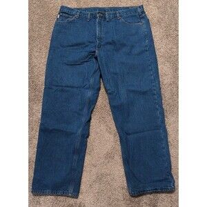 Men's Carhartt Flannel Lined Blue Jeans 44x32  Relaxed Fit Workwear Denim Thick